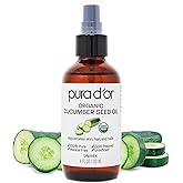 PURA D'OR 4 Oz Organic Cucumber Seed Oil100% Pure USDA Certified Premium Grade All Natural Moisturizer, Cold Pressed, Unrefined, Hexane-Free Base Carrier Oil for DIY Skin Care For Men & Women