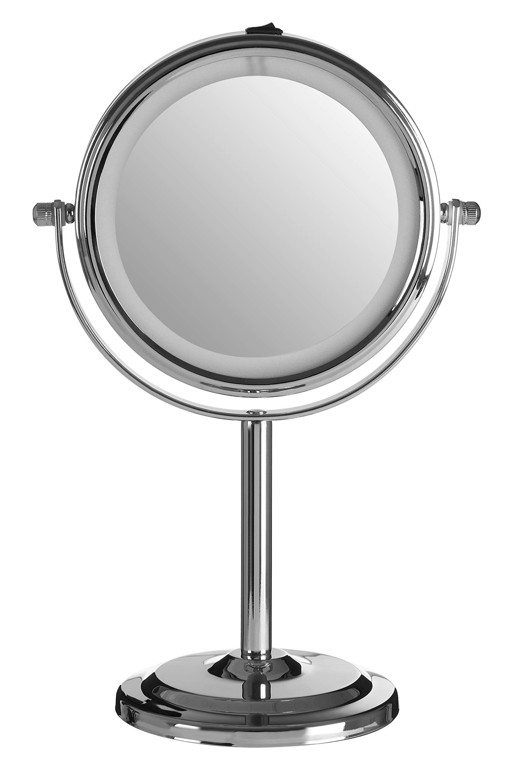 Premier Housewares LED Free Standing Bathroom, Makeup, Shaving Mirror - Chrome Iron