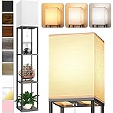 Floor Lamp with Shelves for Living Room, Shelf Floor Lamp with 3 CCT LED Bulb, Corner Display Standing Column Lamp Etagere Or