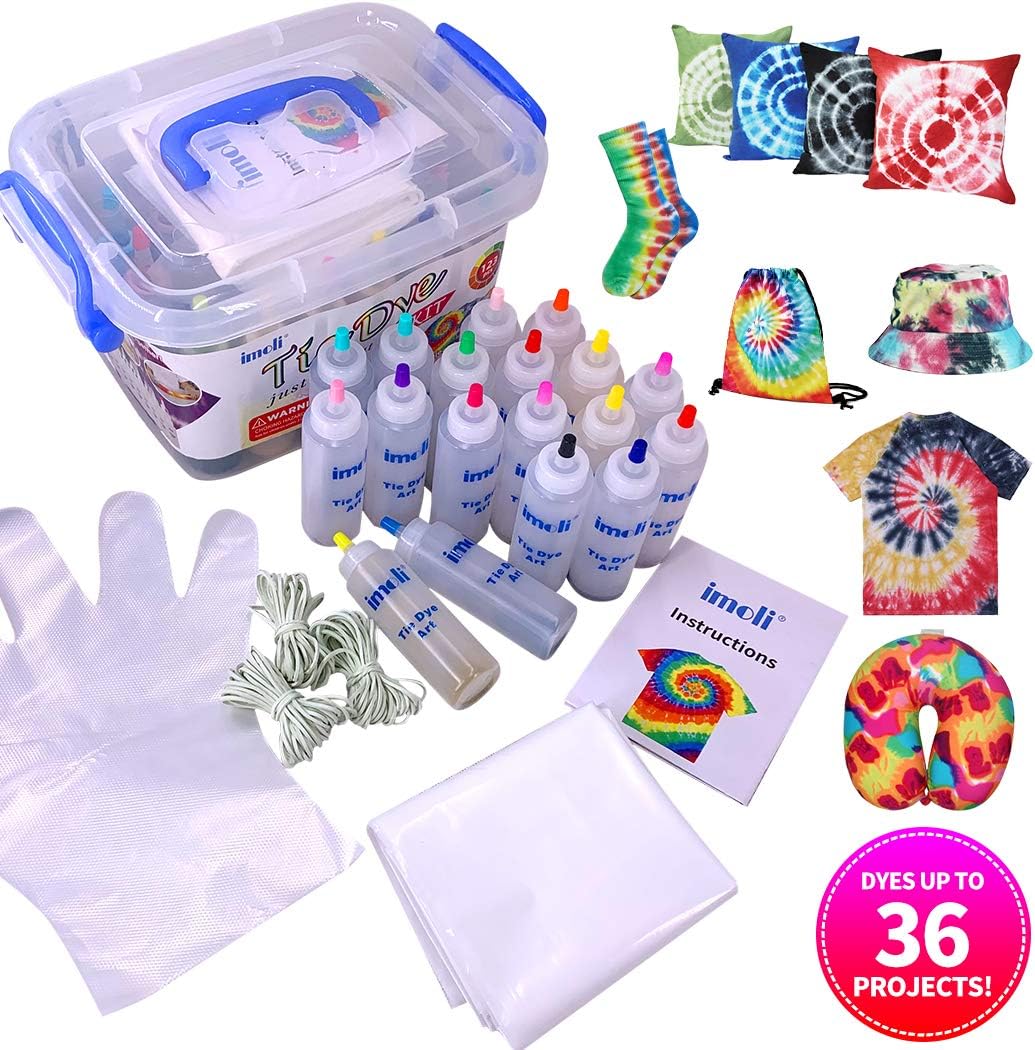 Amazon imoli タイダイキット 18色 絞り染め タイダイ Tie Dye Set 綿・麻用 布用 染め パーティー 家族 子供