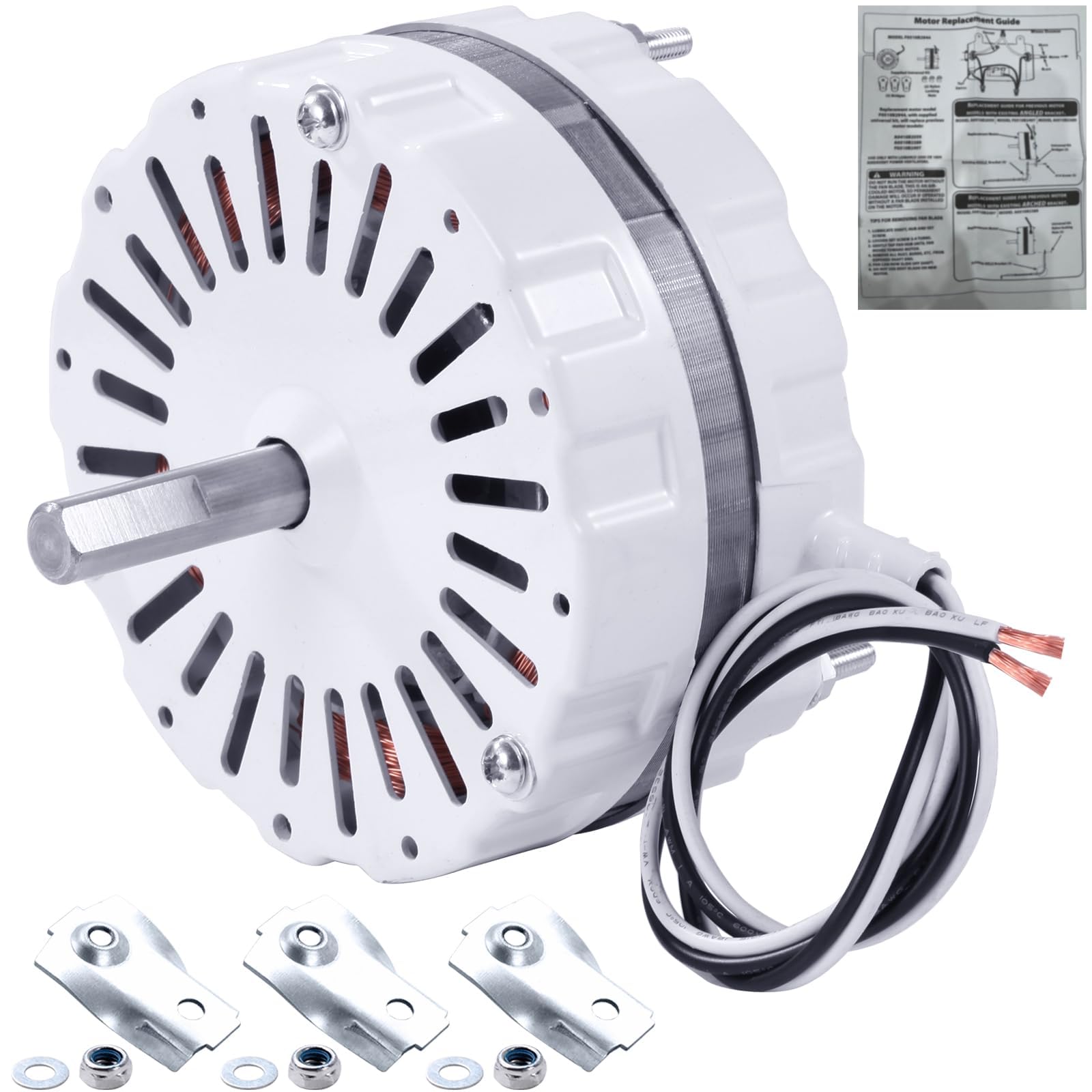Photo 1 of NUOVEPE F0510B2497 White Attic Fan Replacement Motor Kit – Includes F0510B2944 Power Attic Vent Fan Unit, Bridges, and Nylon Locking Nuts – Compatible with Lomanco 2000 Series