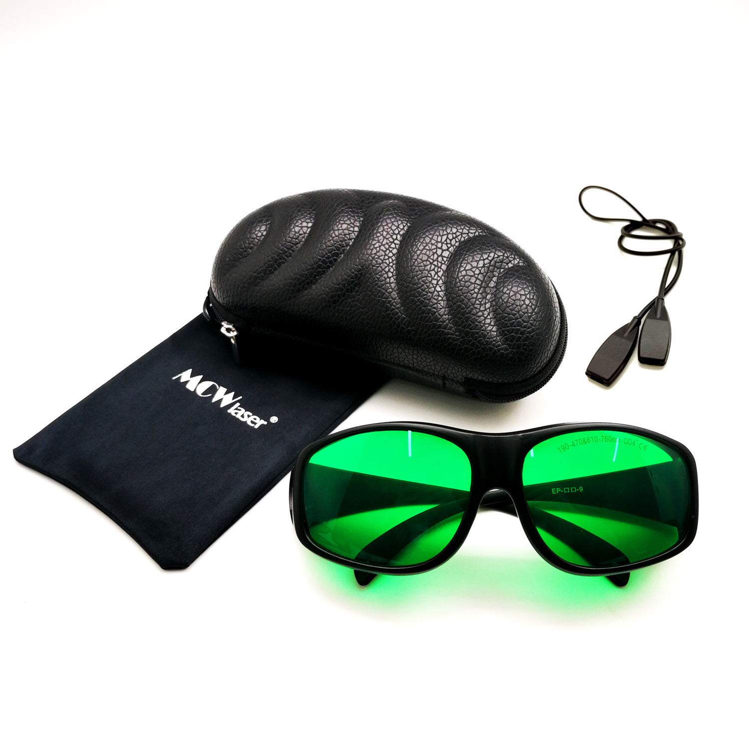 MCWlaser Laser Safety Glasses 190-470 & 610-760nm Protective Goggles Typical For 355nm 405nm 447nm 450nm 406nm 460nm 635nm 650nm 655nm 671nm 694nm 750nm 755nm Absorption Type EP-13 Style 9