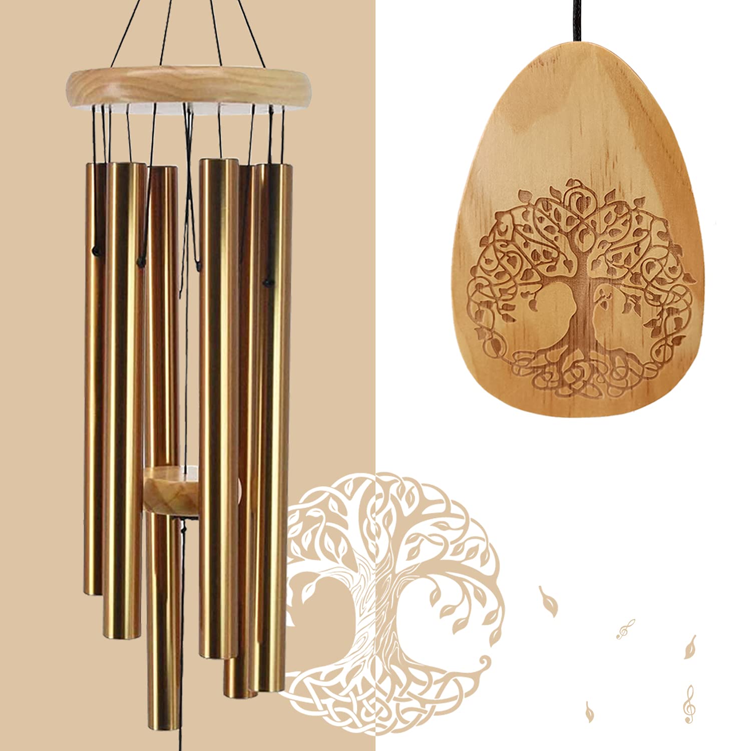 Astarin Sympathy Wind Chimes for Outside Deep Tone, Memorial Wind Chime for Loss of Loved One, in Memory Wind Chimes Outdoor as Bereavement Memorial Gifts for Mom Dad(30 Inch Bronze)