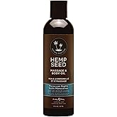 Hemp Seed Massage & Body Oil - 8 fl. oz. - Nourishing, Moisturizing Massage Oil - Hemp Seed, Apricot, Grapeseed & Sweet Almond Oil - Vegan & Cruelty Free
