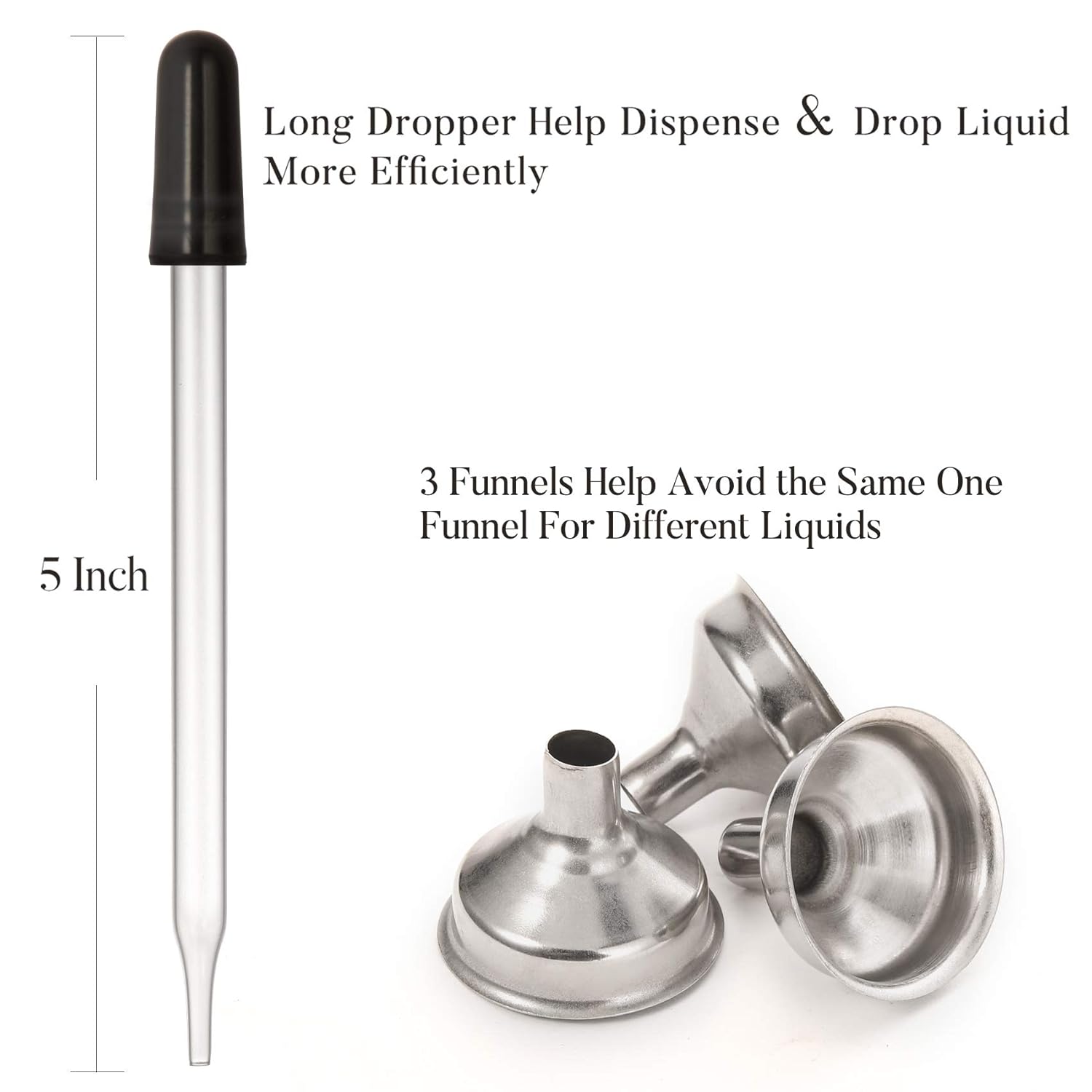 12 Pcs, 1 oz Dropper Bottles (30ml) with 3 Funnels & 1 Long Dropper - Clear Glass Bottles for Essential Oils with Eye Droppers - Tincture Bottles, Leak Proof Travel Bottles for Liquids, Golden Cap: Industrial & Scientific