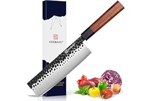 KEEMAKE Nakiri Knife Japanese Vegetable Knife 7 inch, Japanese 440C Stainless Steel Sharp Asian Cooking Knife with Octagonal 