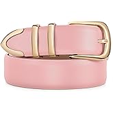 JASGOOD Women Leather Belt with Gold Buckle Ladies Fashion Faux Leather Waist Belt for Jeans Pants