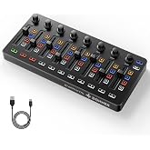 DONNER STARRYCTRL Wireless MIDI Controller, Portable USB MIDI Controller Mixer for DAW with Smart LED Anti-Jump Indicator, 43 Assignable Buttons, 8 Faders and 8 Knobs, Rechargeable Battery, Black