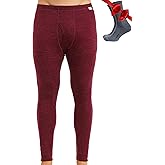 Merino Wool Base Layer Mens Bottom Pants 100% Merino Wool Heavyweight, Midweight, Lite Thermal Underwear Long Johns and Socks