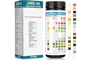 Urine Test Strips for Urinalysis Reagent - 14 Parameters - 125 Strips- Testing Kit for Kidney, Liver, UTI, Ketone, Protein +9