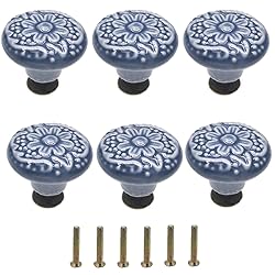 M MIMHOOY 6 Pcs Ceramic Blue Drawer Knobs Vintage
