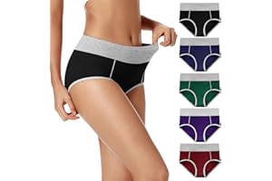 POKARLA Womens Cotton Underwear High Waist Full Coverage Briefs Soft Breathable Postpartum Panties Stretch Underpants