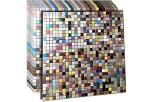 sanyeskkiy 10 Sheets Peel and Stick Backsplash Tile, Self-Adhesive Mosaic Tile, Stick on Kitchen, Bathroom Vanities, Fireplace Décor, Laundry Table (1.0 Mixed Colors)
