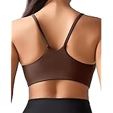 Ama Larsi Sports Bras for Women Spaghetti Thin Strap Low Impact U Back Workout Yoga Bras with Removable Pads