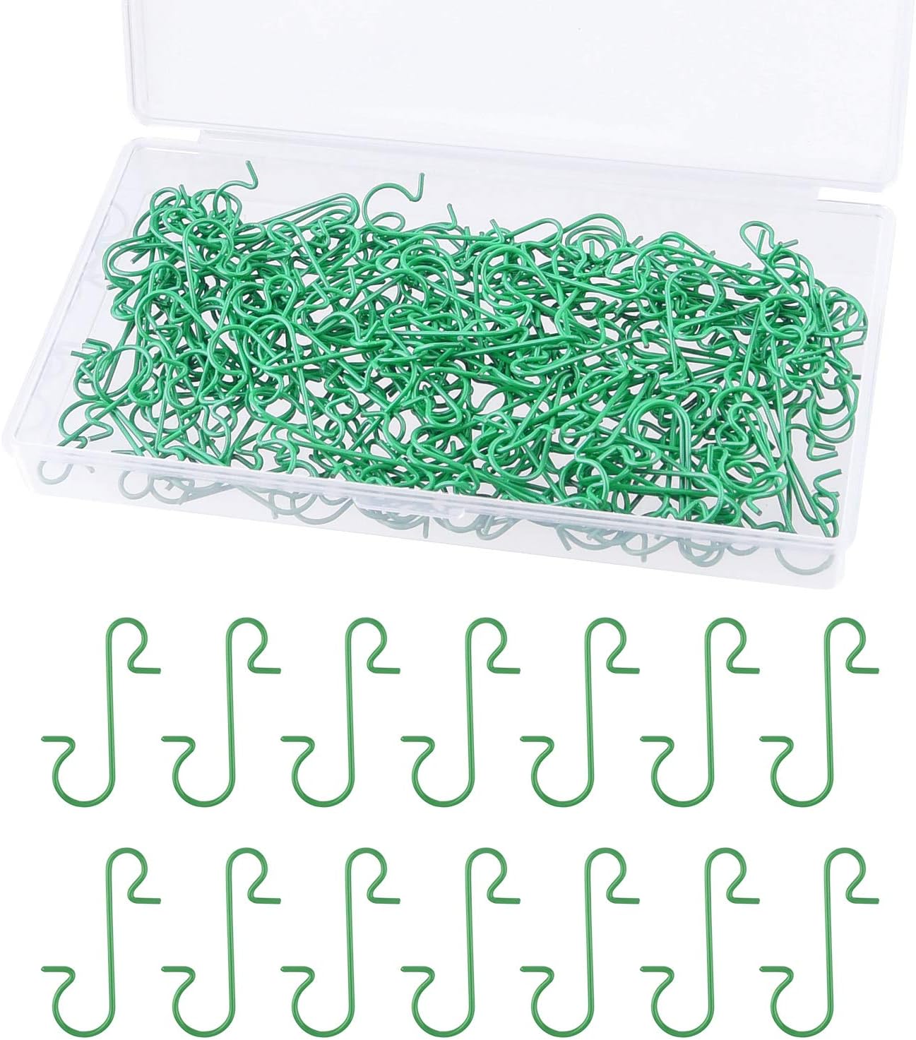 Ornament Hooks - FEPITO 200 Pcs Christmas Ornament Hooks Green Stainless Steel Christmas Ornament Hangers Perfect for Art Craft Christmas Tree Decorations