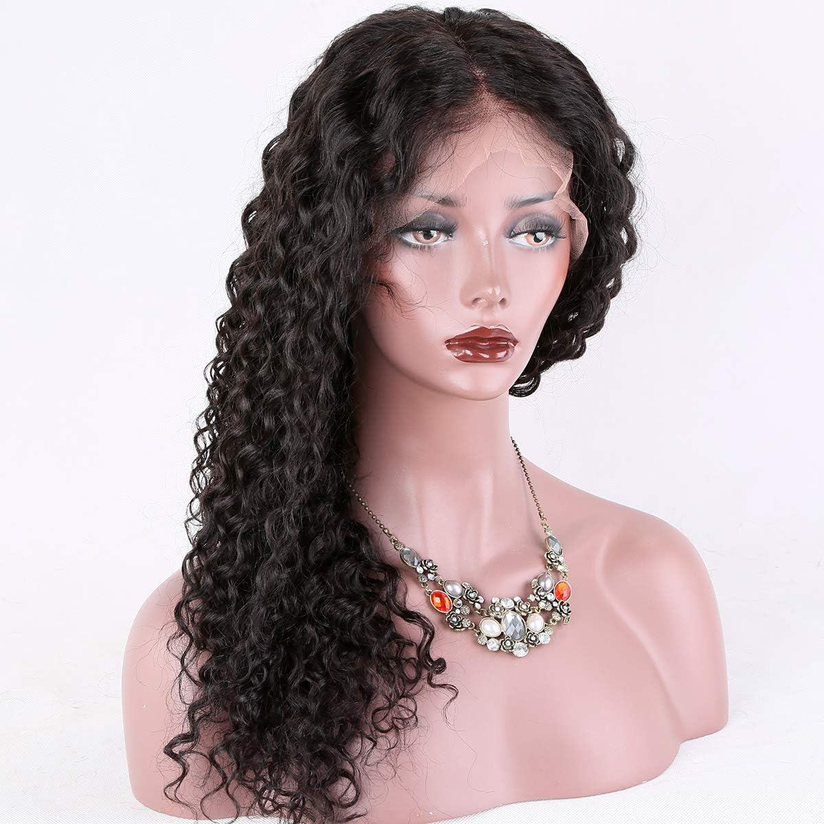 KUN Hair 13x6 Lace Front Wigs Human Hair Pre Plucked Bleached Knots Lace Front Wig Brazilian Remy Hair Curly Wigs with Baby Hair, 150% Density Wigs for Women Natural Color (16 inches)