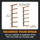 BORA PBR-001 6-Level Metal Wall Mount Wood Organizer Lumber Storage Rack Orange view 3