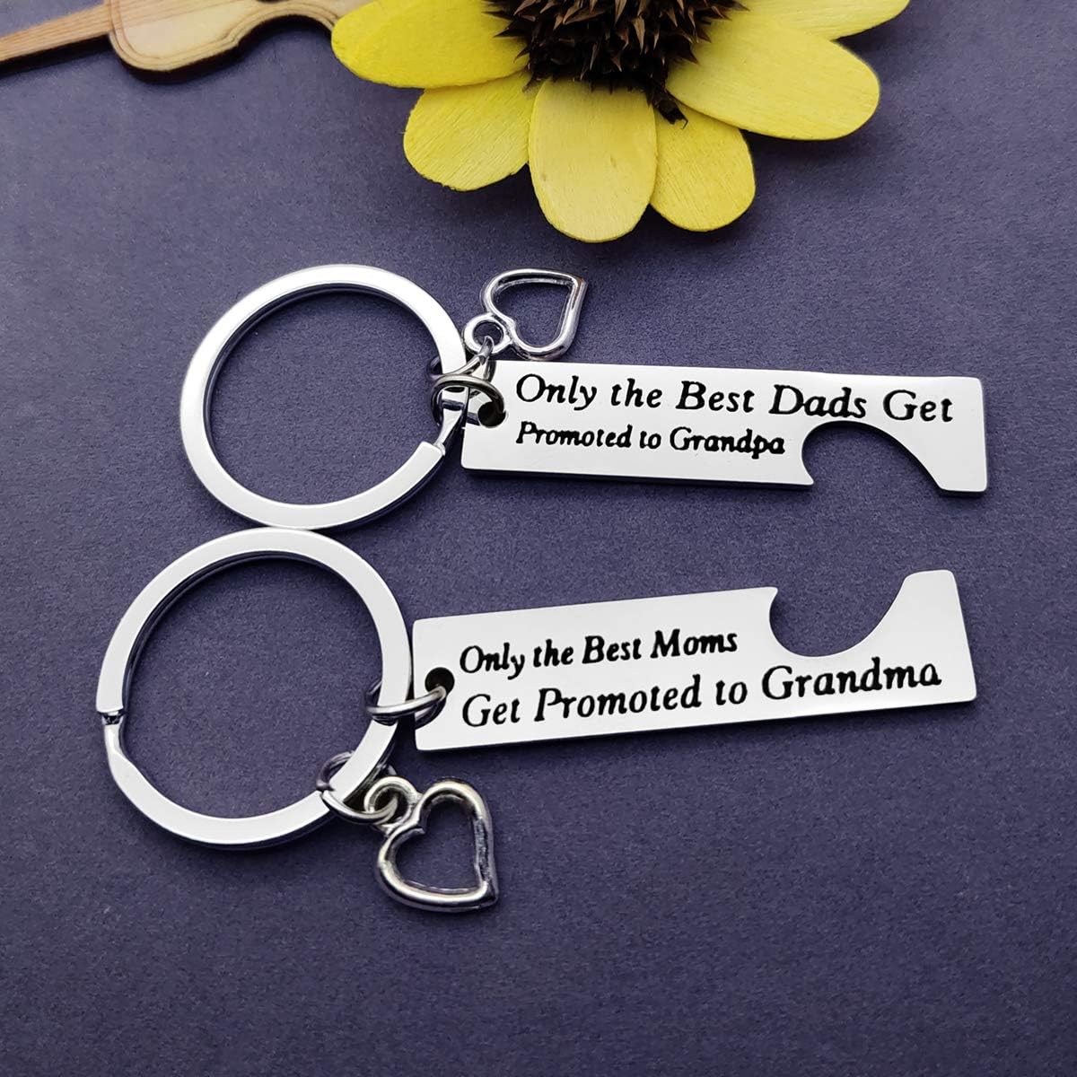 Grandpa/Grandma to be Gift Keyring Set Pregnancy Announcement