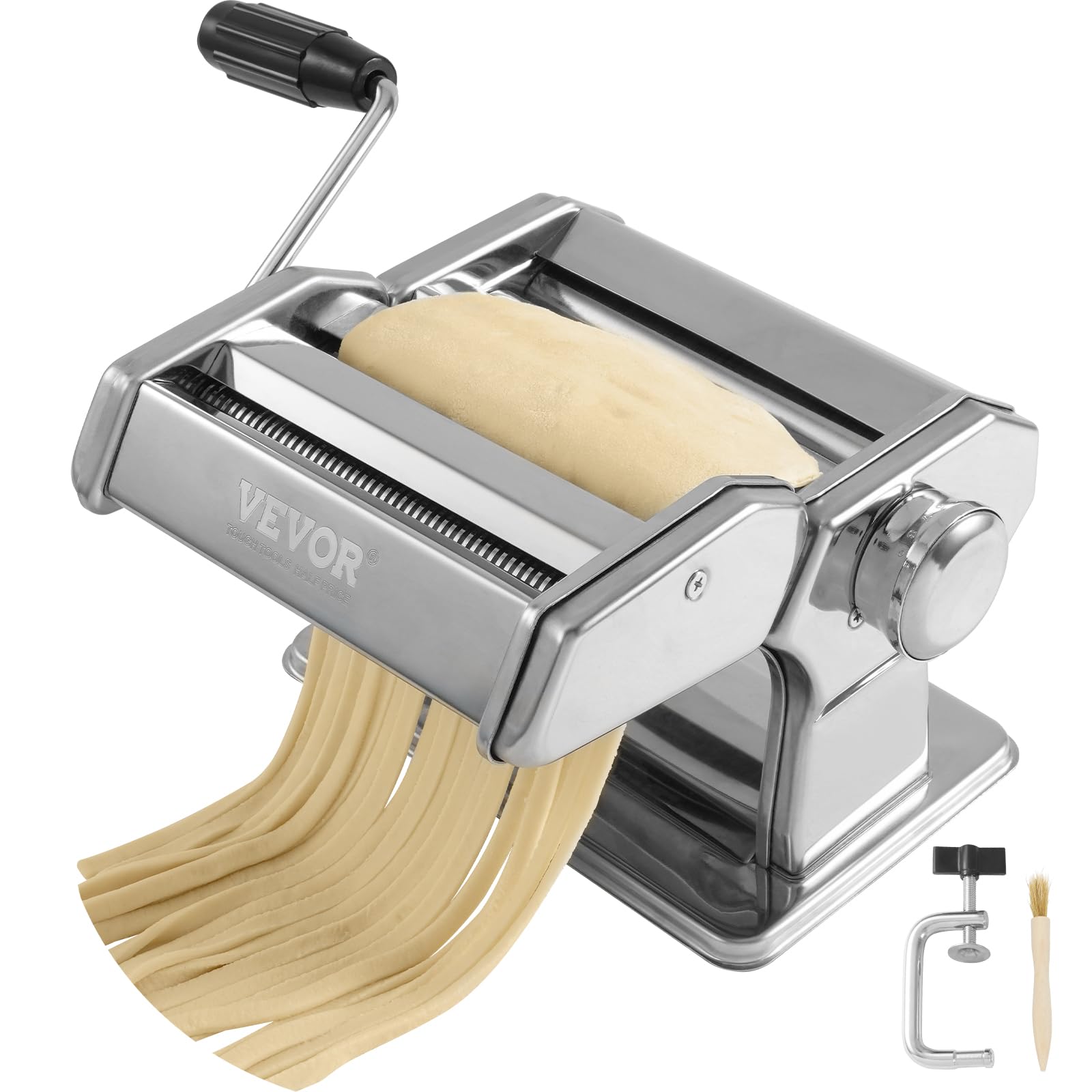 Photo 1 of VEVOR Pasta Maker Machine, 9 Adjustable Thickness Settings Noodles Maker, 150 Stainless Steel Noodle Rollers and Cutter, Manual Hand Press, Pasta Making Kitchen Tool Kit, Perfect for Spaghetti Lasagna