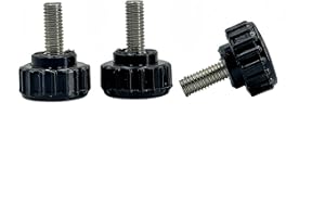 DMDZ HEYDAY M5x12mm 304 Stainless Steel Threaded Knurled Thumbscrew Screw on Knobs Grips Black Round Clamping Screw, Black(20 Pcs)