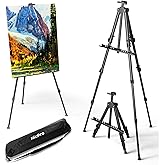 Nicpro Painting Easel for Display, Adjustable Height 17" to 66" Tabletop & Floor Art Easel, Metal Tripod Artist Easels Stand 