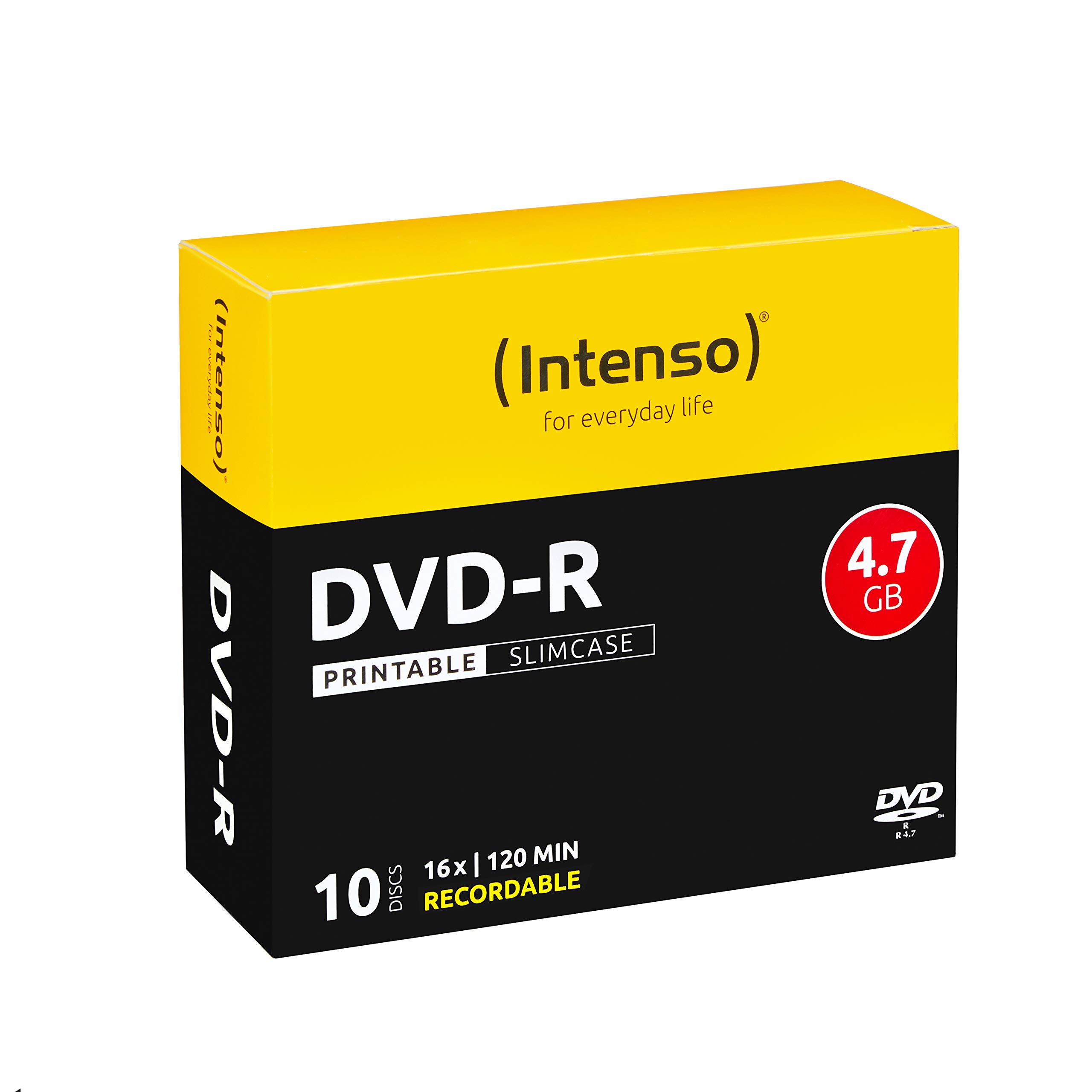Intenso DVD-R Blank Printable 4.7GB 16x Speed Slim Case Pack of 10