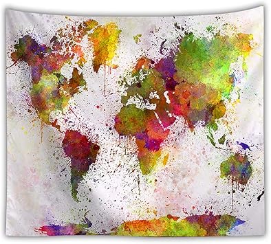 Amazon Co Jp Pvidor世界地図デジタル印刷レトログラフィックタペストリー壁掛け寝室タペストリー家の装飾壁布 スポーツ アウトドア