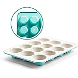 GreenLife Bakeware Healthy Ceramic Nonstick, Muffin Pan/Muffin Tin/Cupcake Pan, 12 Cup, Turquoise