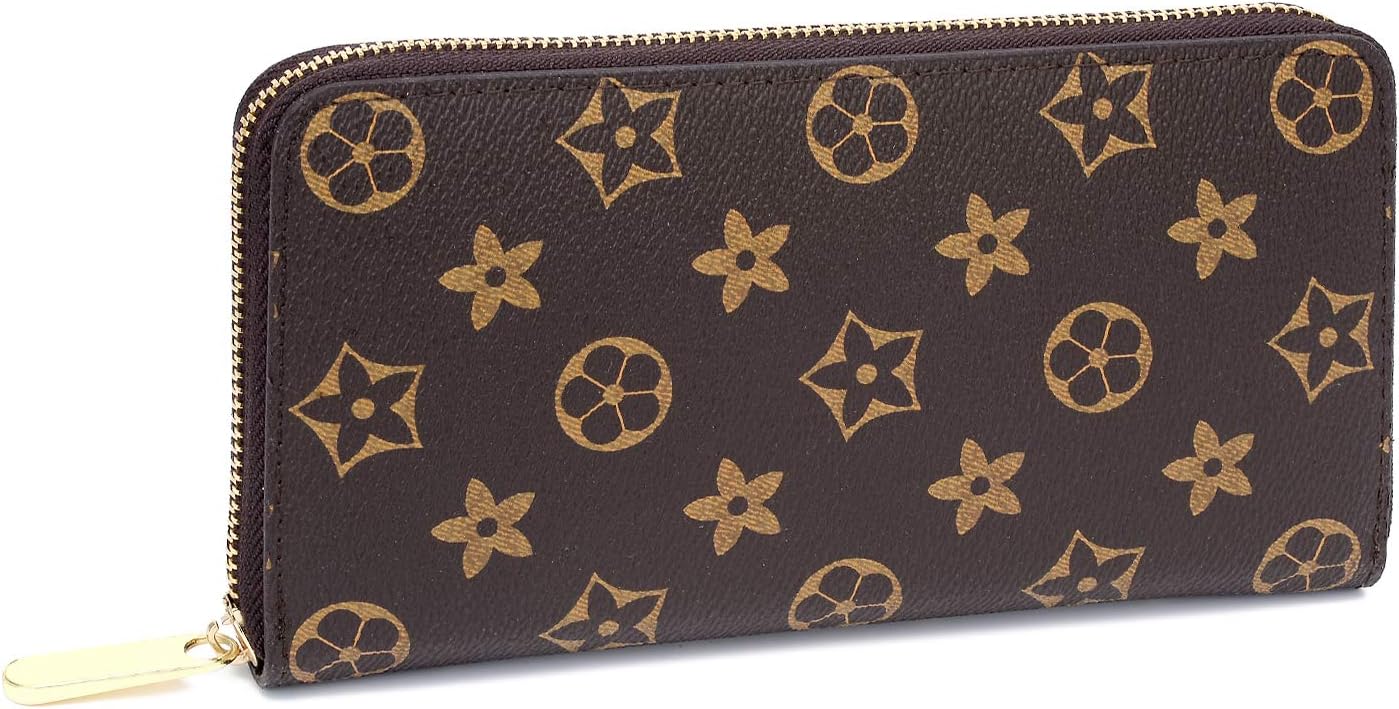 Women's Checkered Zip Around Long Wallet and Phone Clutch - RFID Blocking with Card Holder