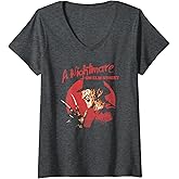 Womens Nightmare on Elm Street Freddy Circle V-Neck T-Shirt