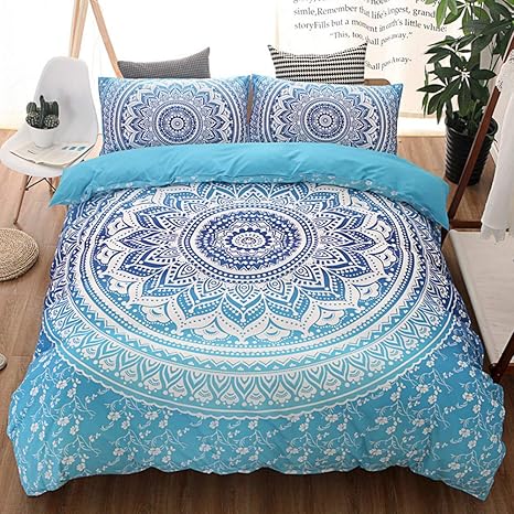 Alician 3pcs Set Bohemian Style Indian Bedding Quilt Duvet Cover
