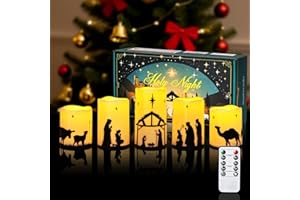 ARIKJ Christmas Decorations Indoor Outdoor - Nativity Set, Nativity Scene Candles with Remote Timer, Holiday Home Table Mantel Decor Centerpieces, Religious Gifts for Christians women, Flameless, Waterproof