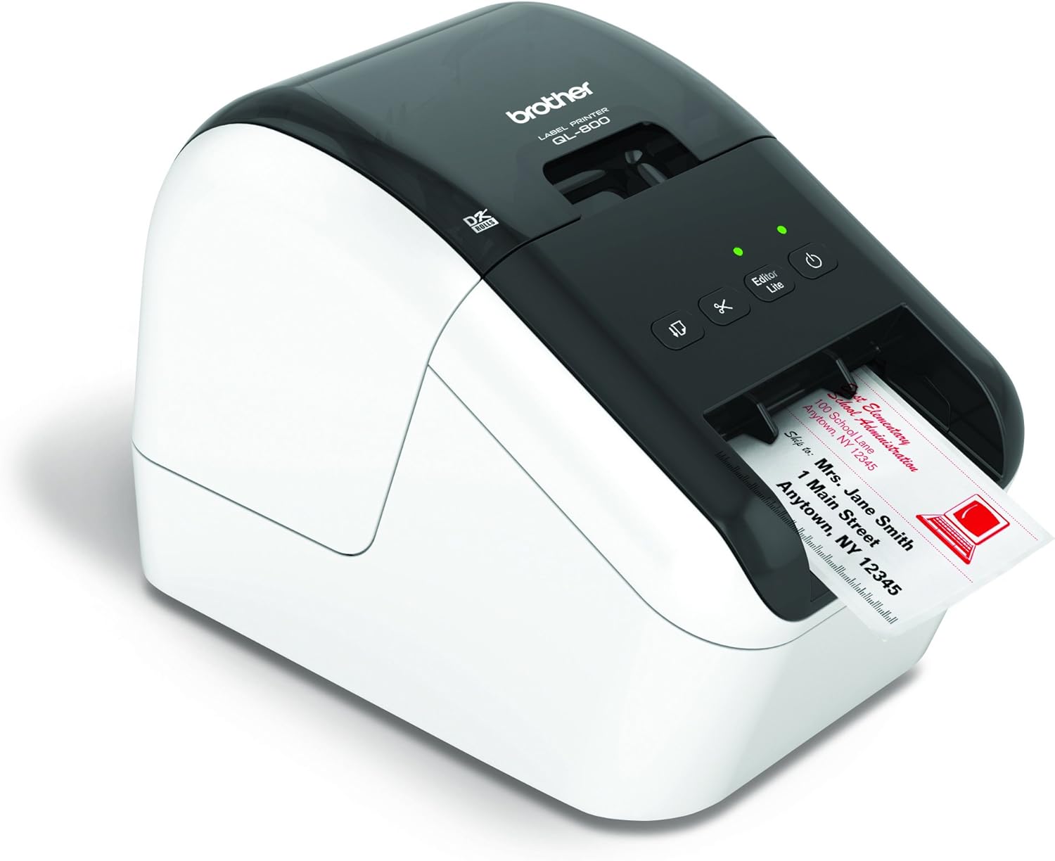 Brother QL-800 High-Speed Professional Label Printer, Lightning Quick Printing, Plug & Label Feature, Brother Genuine DK Pre-Sized Labels, Multi-System Compatible – Black & Red Printing Available : Office Products