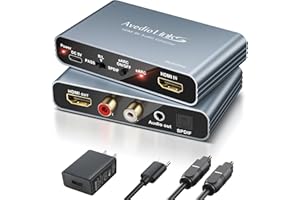 AVEDIO LINKS 8K eARC HDMI Audio Extractor Converter, 4K@120Hz ARC HDMI Adapter to Optical/SPDIF RCA 3.5mm AUX Audio Adapter Converter Splitter Support LPCM 5.1/DTS/DSD for Laptop/TV Box/DVD/PS5/Soundbar/Speaker