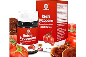 GANOHERB Lycopene 100mg Supplement with Reishi Mushroom 200mg for Immune Support, Natural Tomato Extract Mushroom Capsules, Vegan, Non-GMO Gluten-Free, 60 Rapid Release Capsules