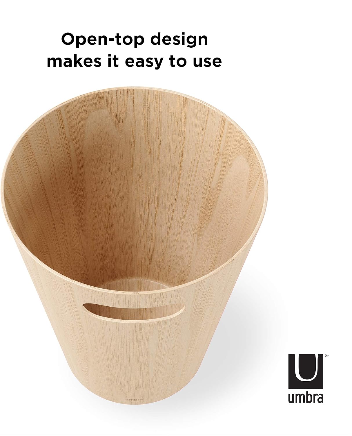 Umbra Woodrow 2-Gallon Modern Wooden Trash Can Wastebasket, Attractive Bin for Garbage or Recycling Suitable for Home or Office Natural - Image 5