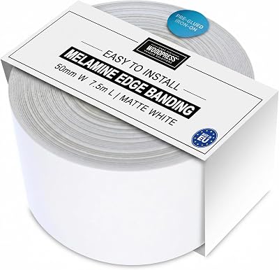 WoodPress 50mm Matt White Melamine Edge Banding 7.5m Self-adhesive