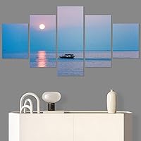 SIGNWIN 5 Panel Canvas Wall Art Modern Art Boat Expressive Multicolor Nautical Photography Transportation for Home Decorations Ready to Hang - 60