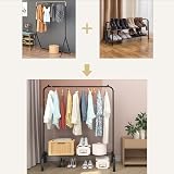 JIUYOTREE Garment Rack 110 CM Metal Clothes Rail with Shoe Rack - Black view 4