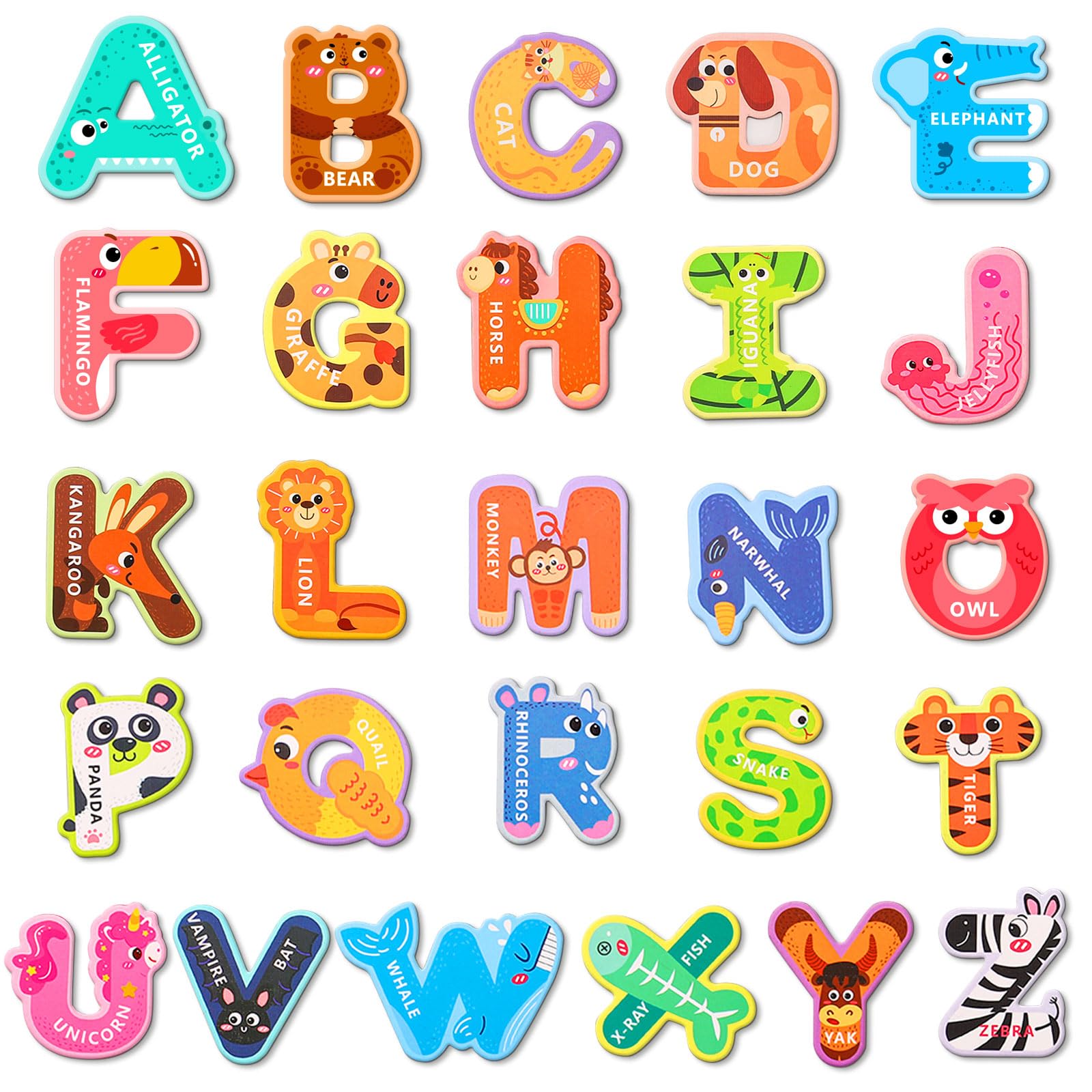 Magnetic Letters,Large Size Fridge Magnets for Kids,Alphabet ABC Magnets for Refrigerator, Capital Animal Toys, Educational Spelling Learning Games Toys for Baby Toddler Preschool