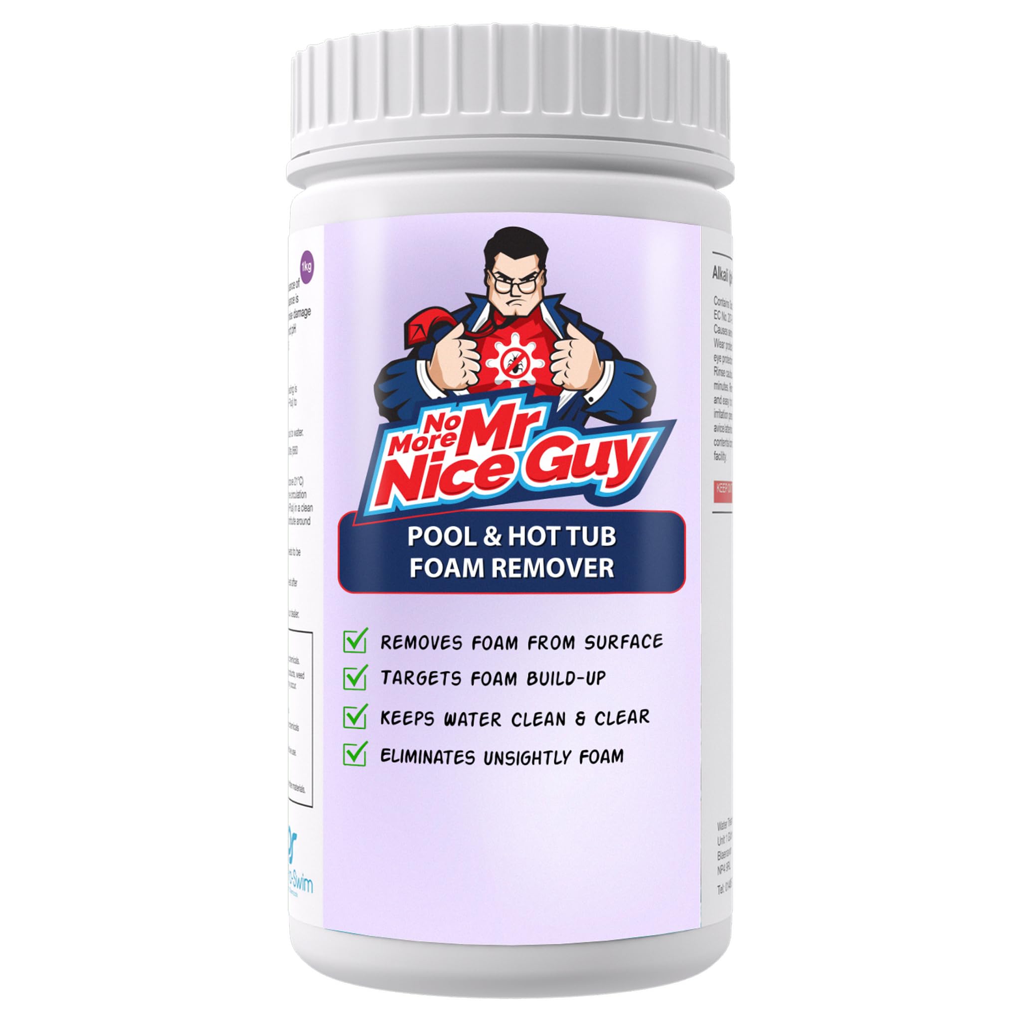 Pool & Hot Tub Foam Remover 1 Litre - Effective Anti-Foam Treatment for Spas Hot Tubs & Pools – No Foam Treatment – Removes Foam From Surface – No More Mr Nice Guy