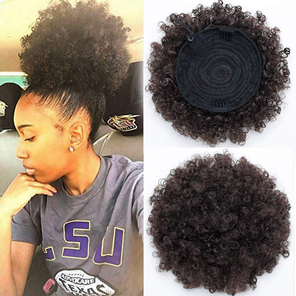 Black 2 Barrici Synthetic High Puff Afro Ponytail Drawstring
