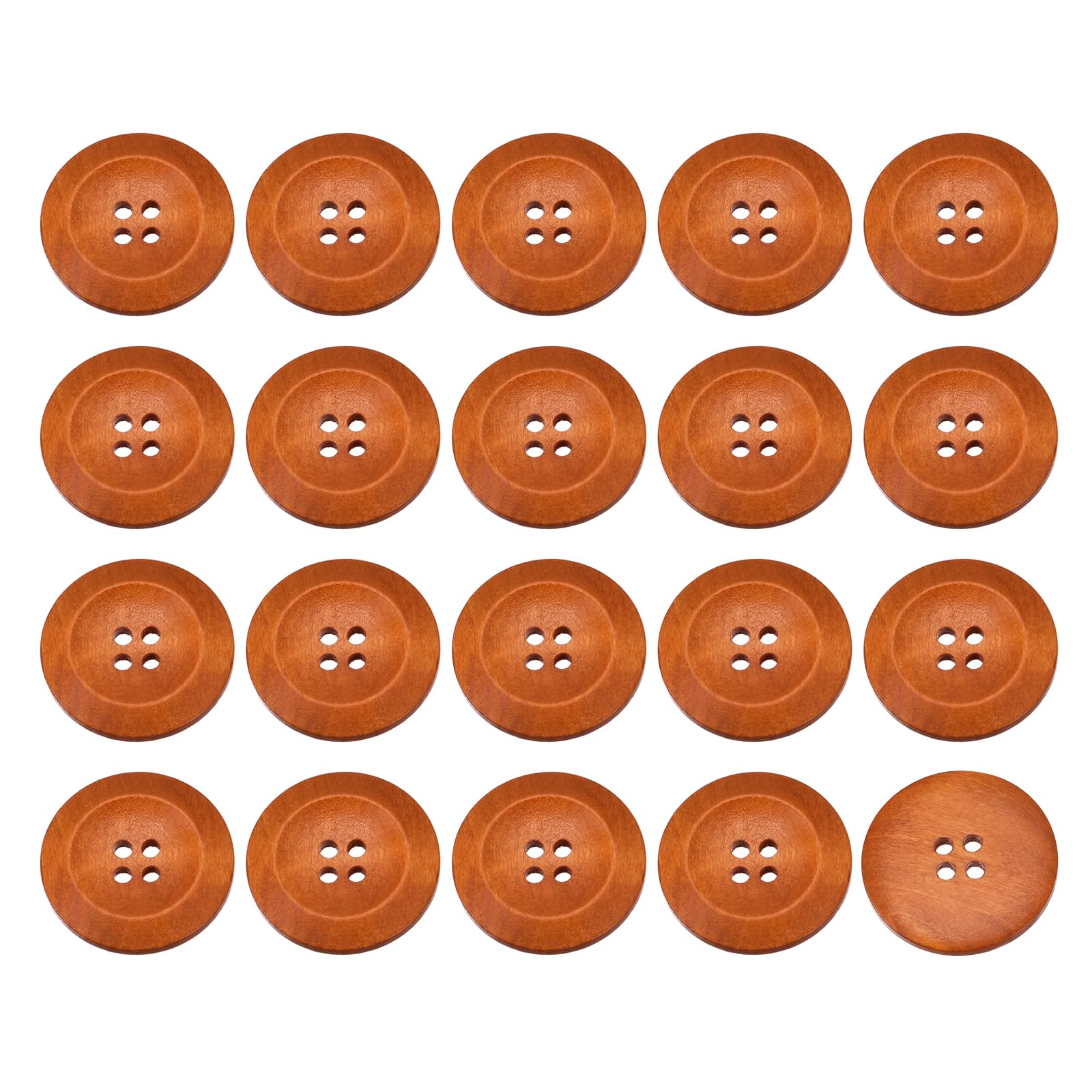 Photo 1 of uxcell 50Pcs Wooden Buttons, 35mm(1 3/8") 4 Hole Round Wood Sewing Button Craft for Sewing DIY Craft Clothing, Brown