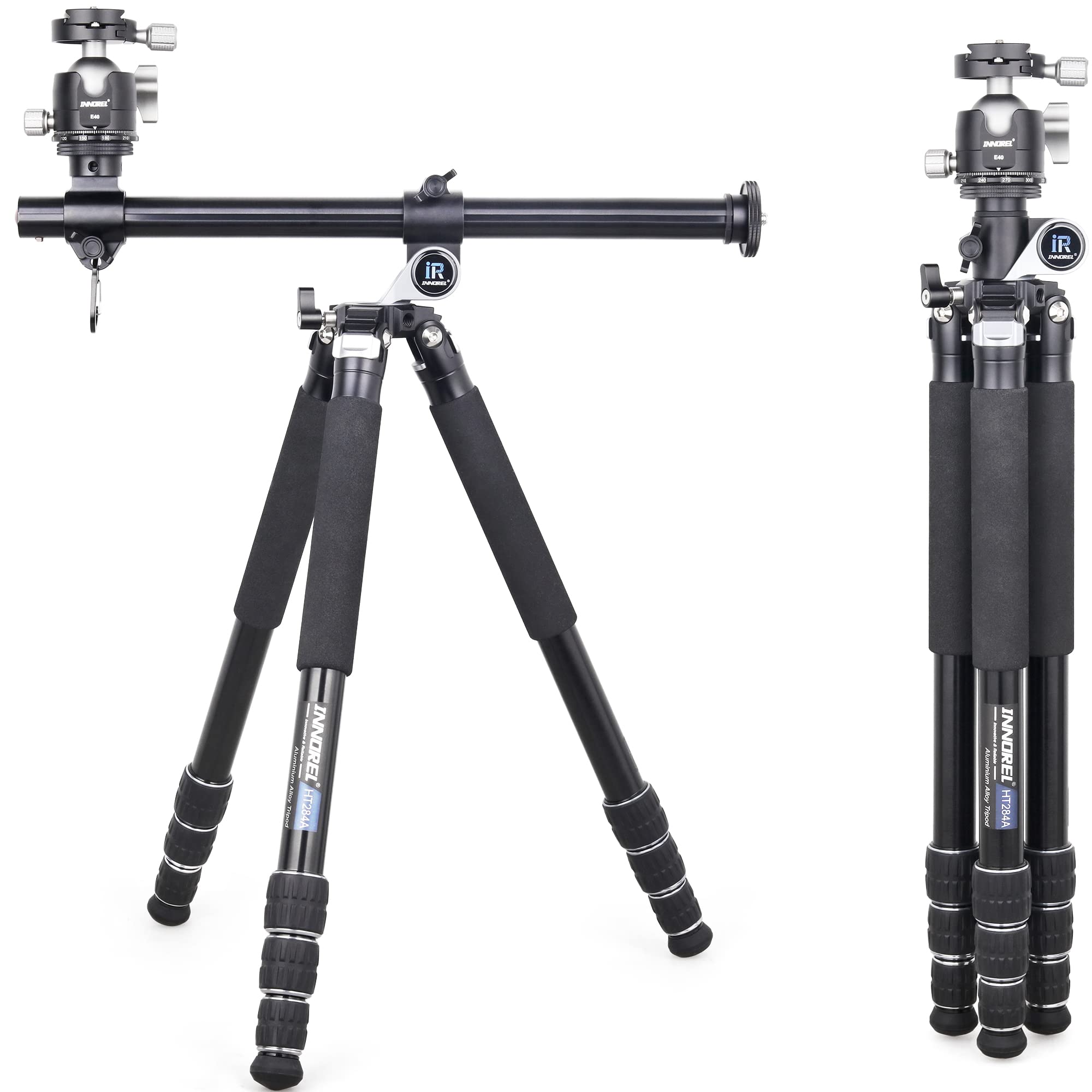 INNOREL HT284A Camera Horizontal Tripod 75inch with 40mm Low Gravity Ball Head and Center Column, Aluminum Alloy CNC Tripod Overhead Camera Mount for DSLR Camera Video Camcorder, Max Load 44lb/20kg
