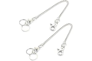 Wallet Chain, Wisdompro 2 Pack 8 inch Heavy Duty Pocket Keychain with Lobster Clasps and 2 Keyrings for Keys, Wallet, Jeans, 