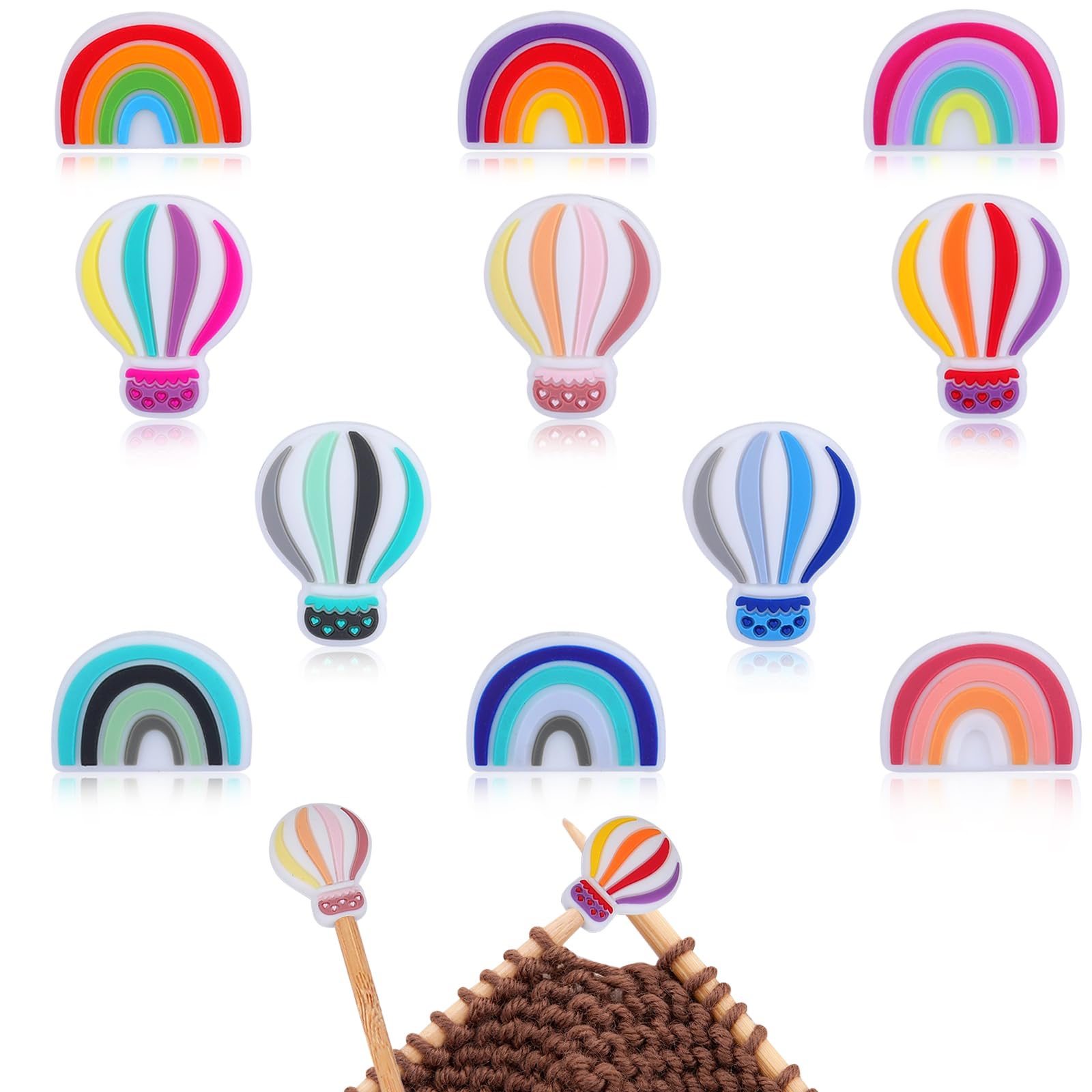 BEEFLYING 11pcs Knitting Needle Stoppers Rainbow Shape Knitting Needle Point Protectors Stitch End Caps for Knitting Supplies Accessories
