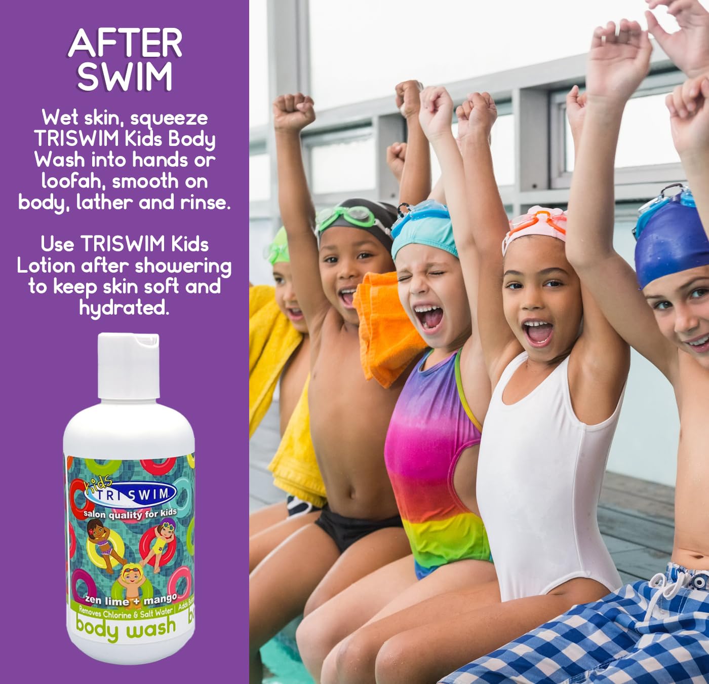 TRISWIM Chlorine Removal Body Wash 8.5oz | Removes Chlorine, Bromine, Hard Water Minerals & Saltwater | Hydrates & Restores Skin | Zen Lime + Mango Scent