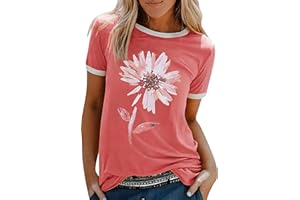 Tomteamell Women's Tshirts Crew Neck Summer Flower Graphic Tees Tops Short Sleeve Casual T Shirts