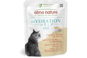 almo nature HQS Hydration Help - Wet Cat Food - Chicken Broth with Chicken Fillet, Flake and Broth - Additive Free, Grain Free - Pouches, 1.77oz (Pack of 12)
