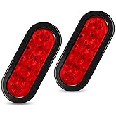 RUNHWEE 6" Oval LED Trailer Lights Kit, 2PCS Waterproof Stop/Turn/Brake Tail Lights with 10 LED Markers for Truck, RV, Boat, Trailer (Red) DOT Compliant